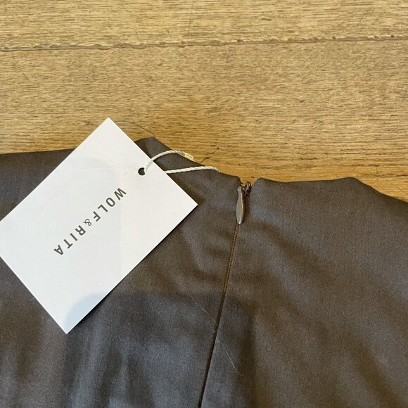 Wolf + Rita Dark Taupe Ruffle Shirt Blouse NEW - Picture 4 of 5